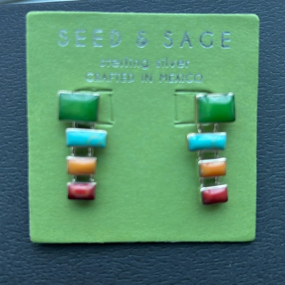 Sterling silver earrings with natural stones - Picture 1 of 3